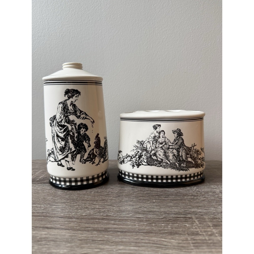 Waverly Country Life Toile Ceramic Classic French Country Bathroom Old Money